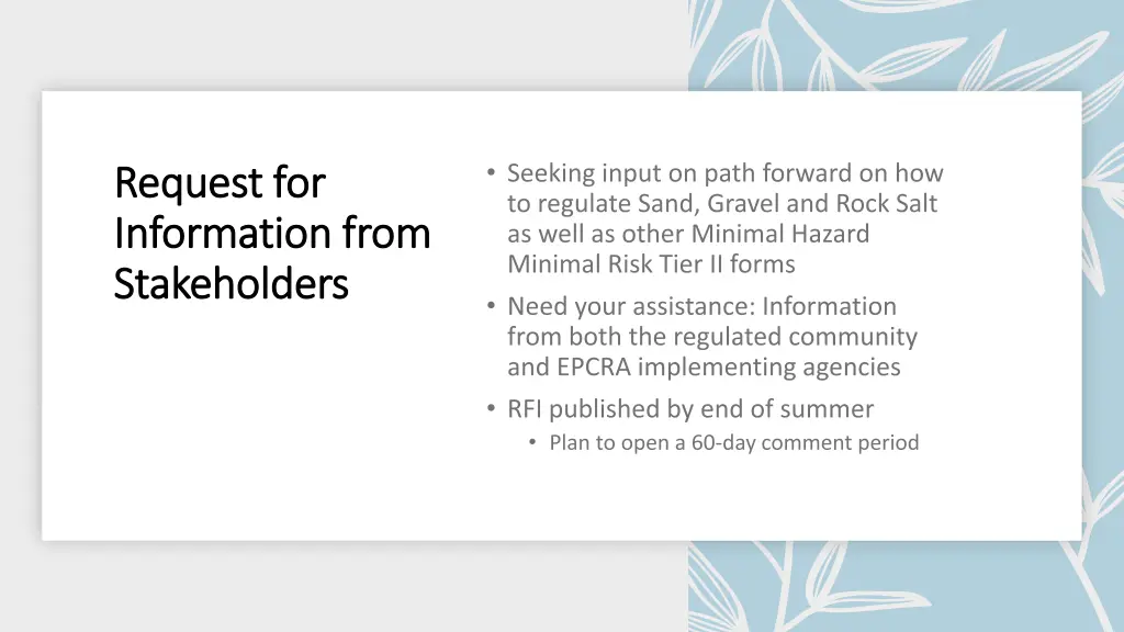 request for request for information from