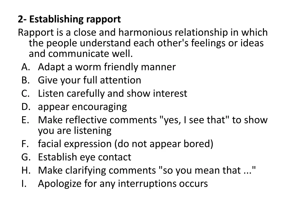 2 establishing rapport rapport is a close