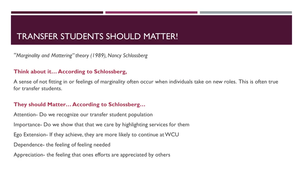 transfer students should matter