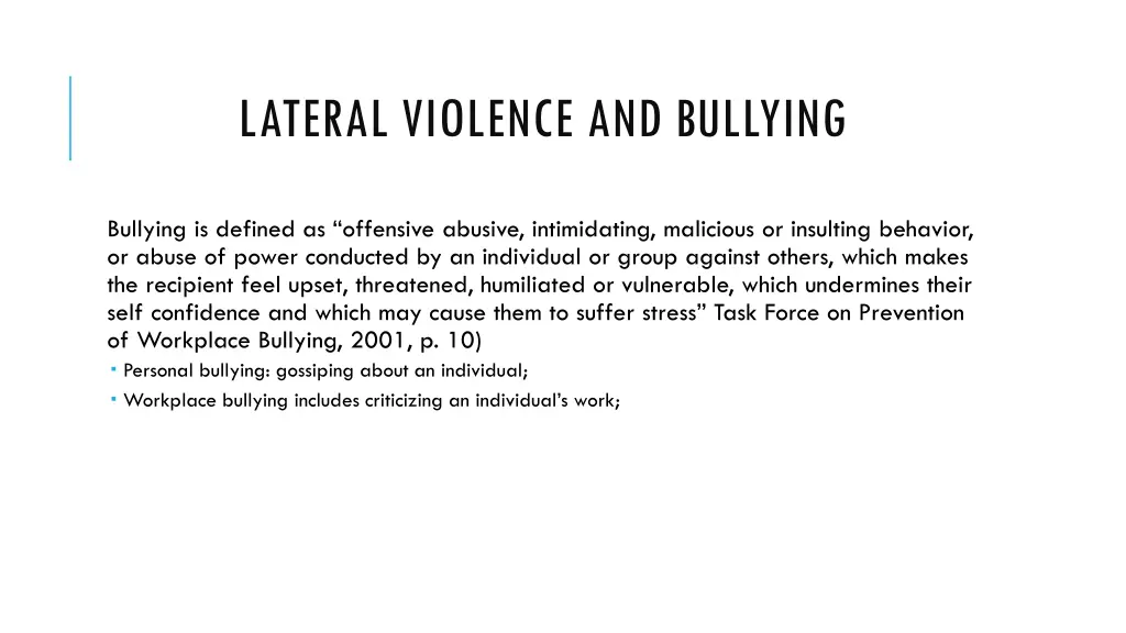 lateral violence and bullying