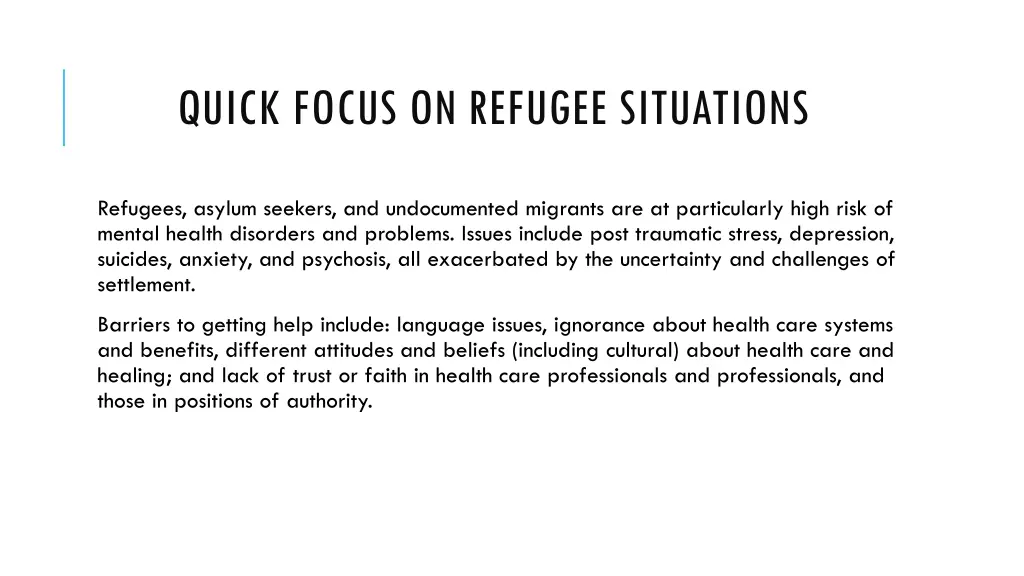 quick focus on refugee situations