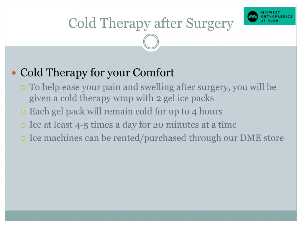 cold therapy after surgery
