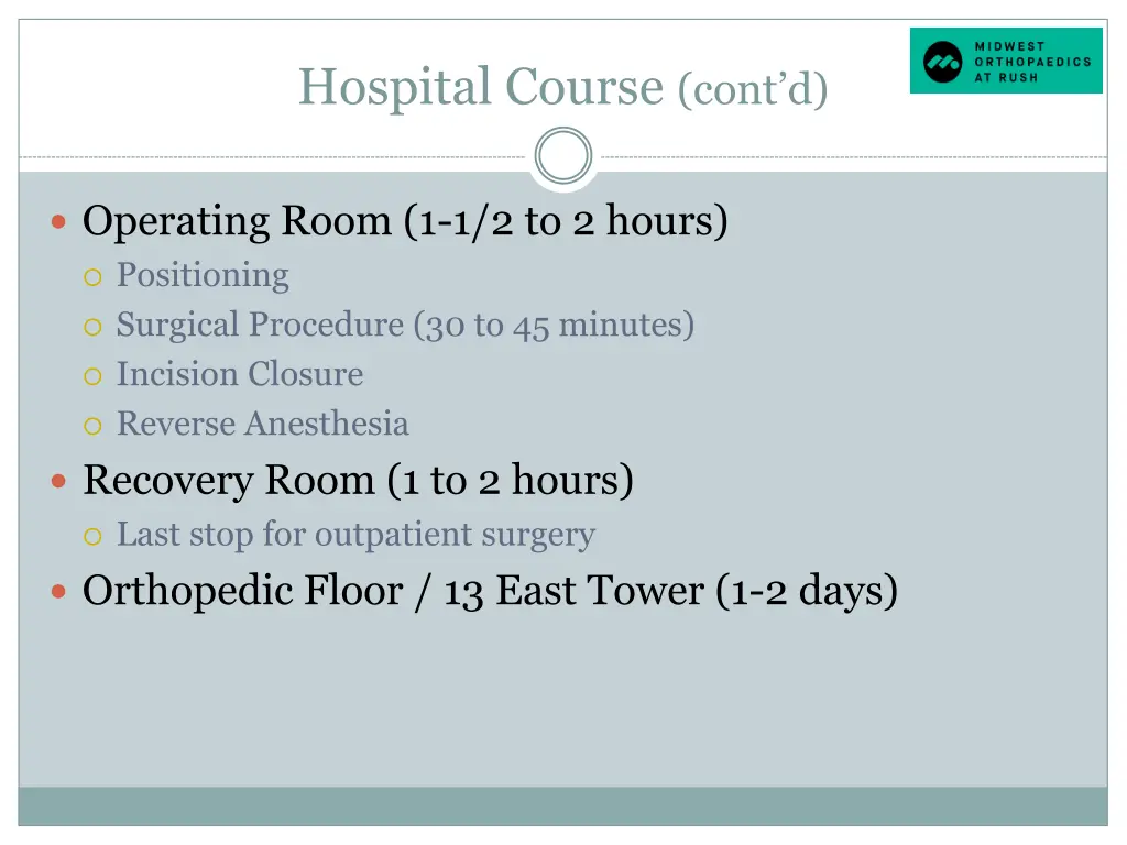 hospital course cont d