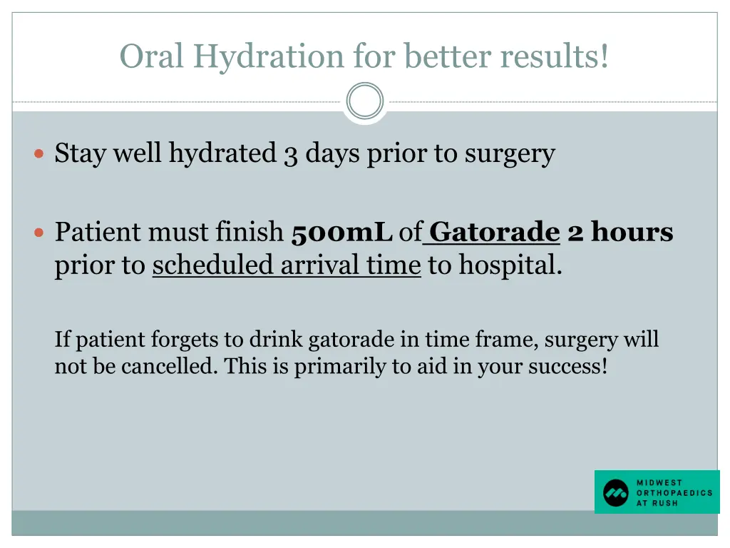 oral hydration for better results