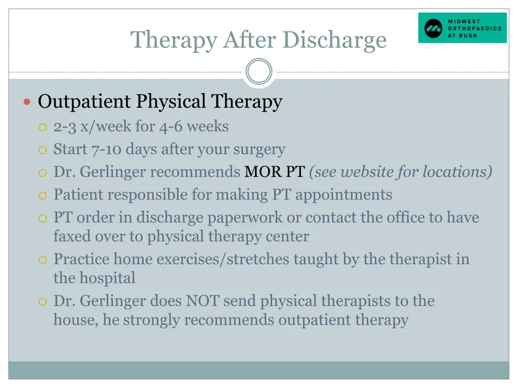 therapy after discharge
