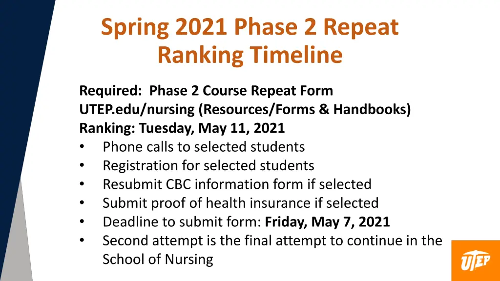 spring 2021 phase 2 repeat ranking timeline
