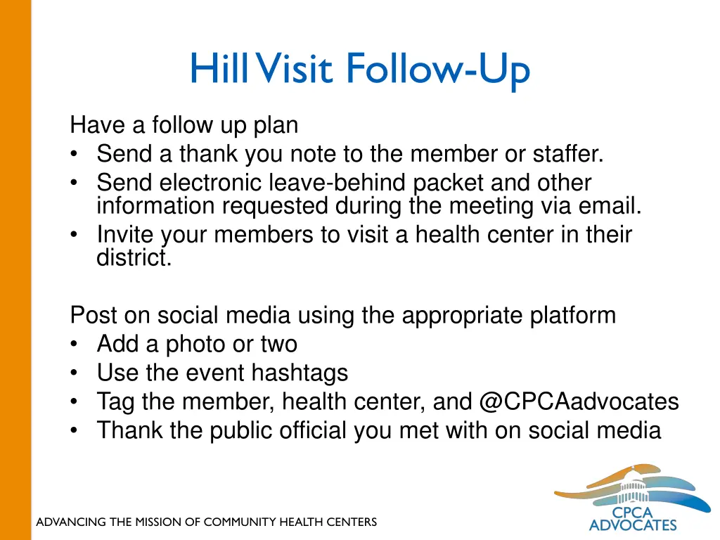 hill visit follow up