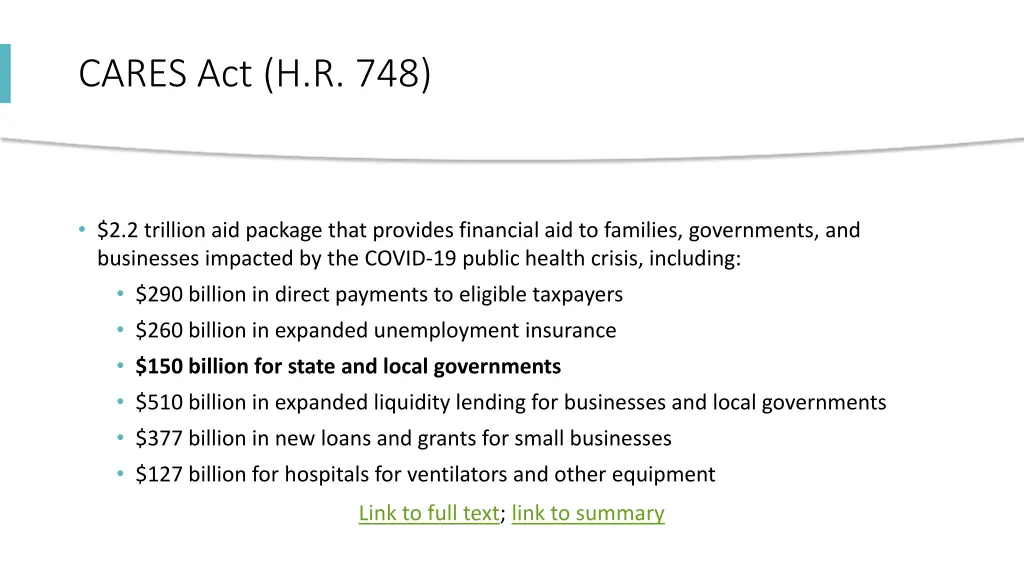 cares act h r 748