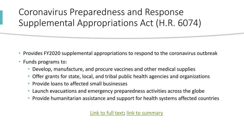 coronavirus preparedness and response 1