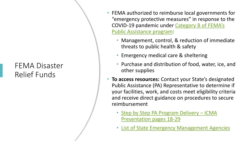 fema authorized to reimburse local governments