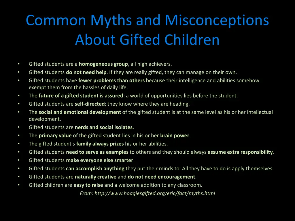 common myths and misconceptions about gifted