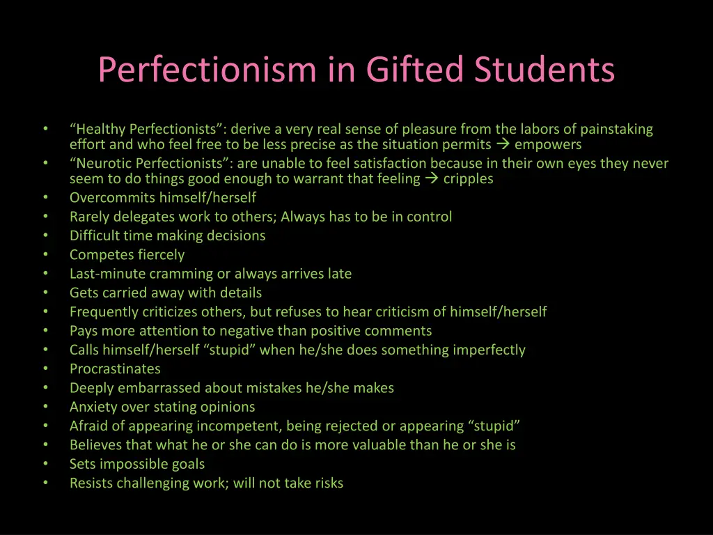 perfectionism in gifted students