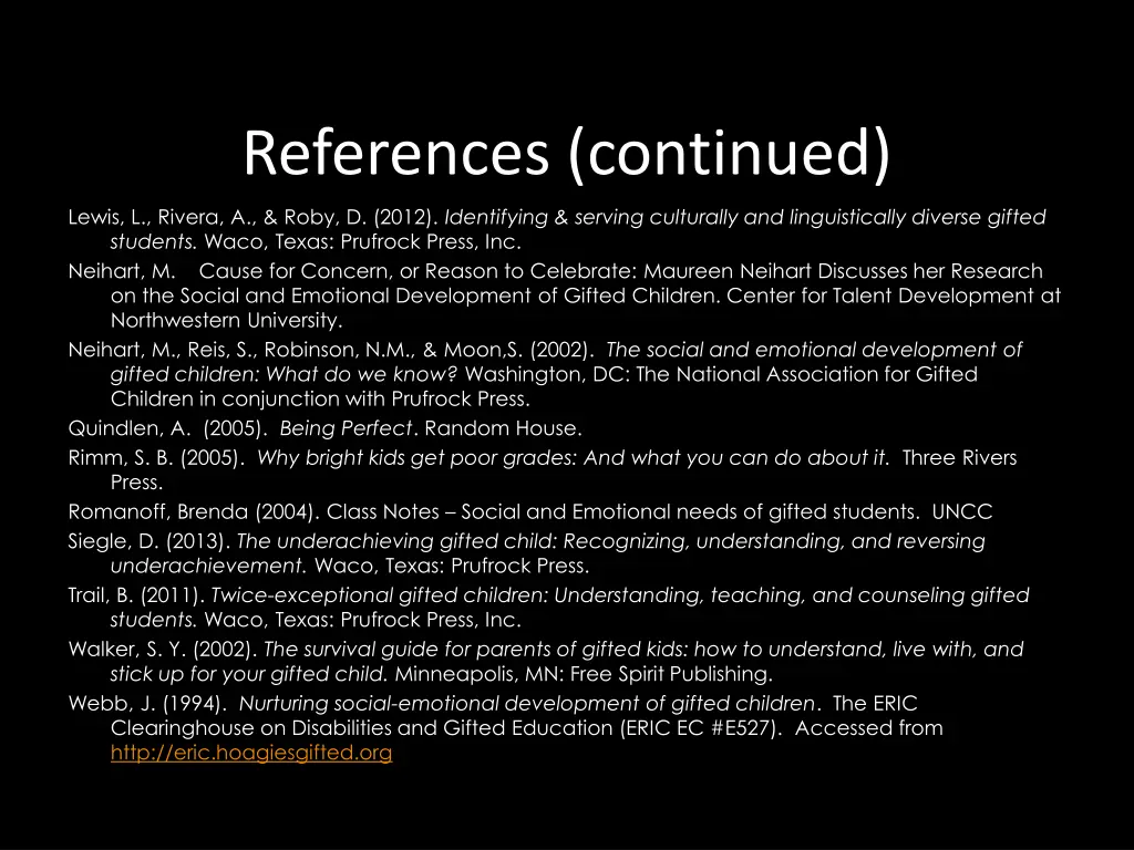 references continued