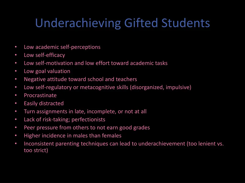 underachieving gifted students