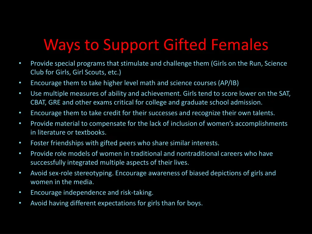 ways to support gifted females