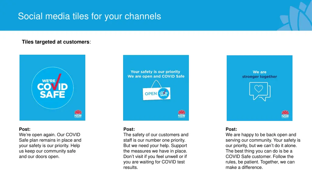 social media tiles for your channels
