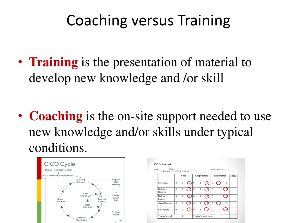 coaching versus training