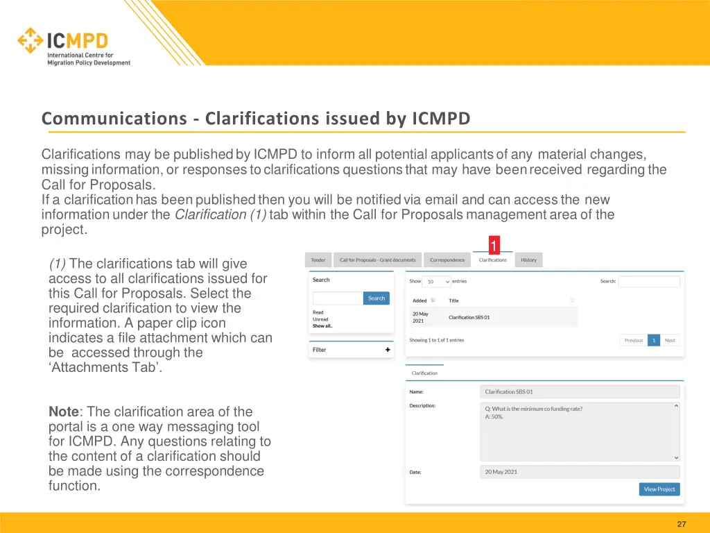 communications clarifications issued by icmpd