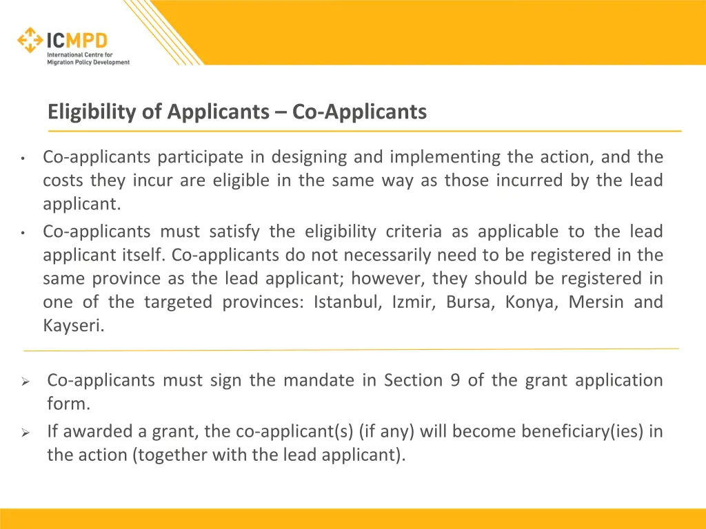 eligibility of applicants co applicants