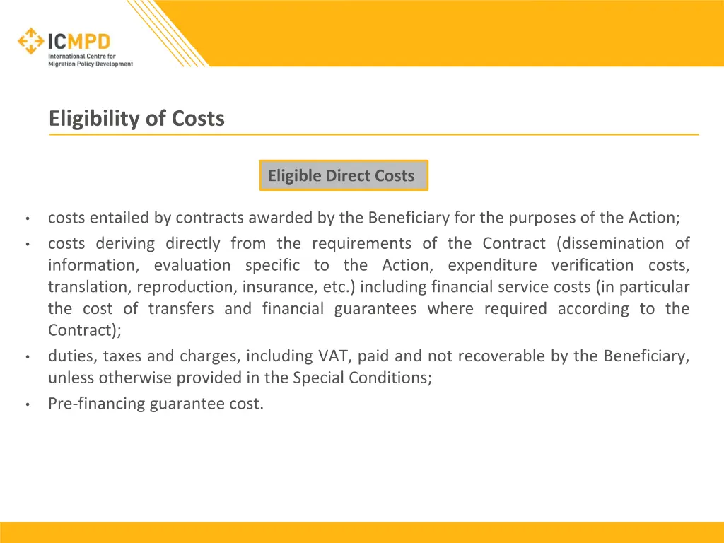 eligibility of costs 1