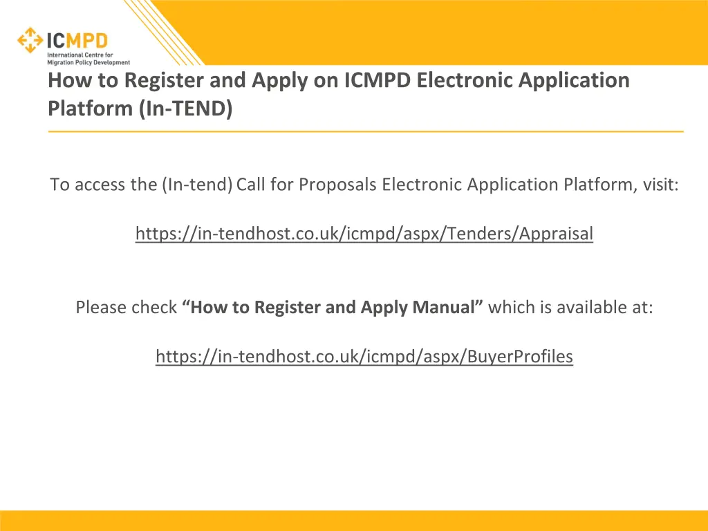 how to register and apply on icmpd electronic