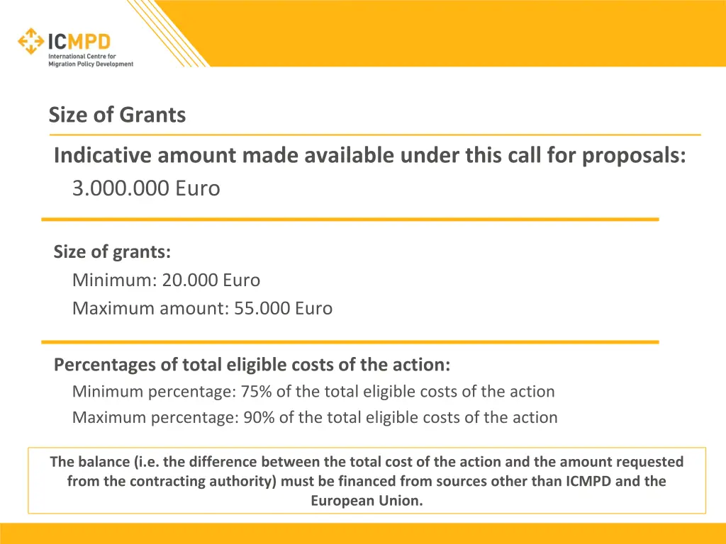 size of grants