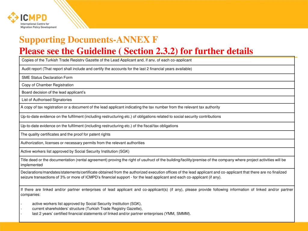 supporting documents annex f please