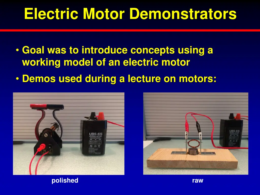 electric motor demonstrators
