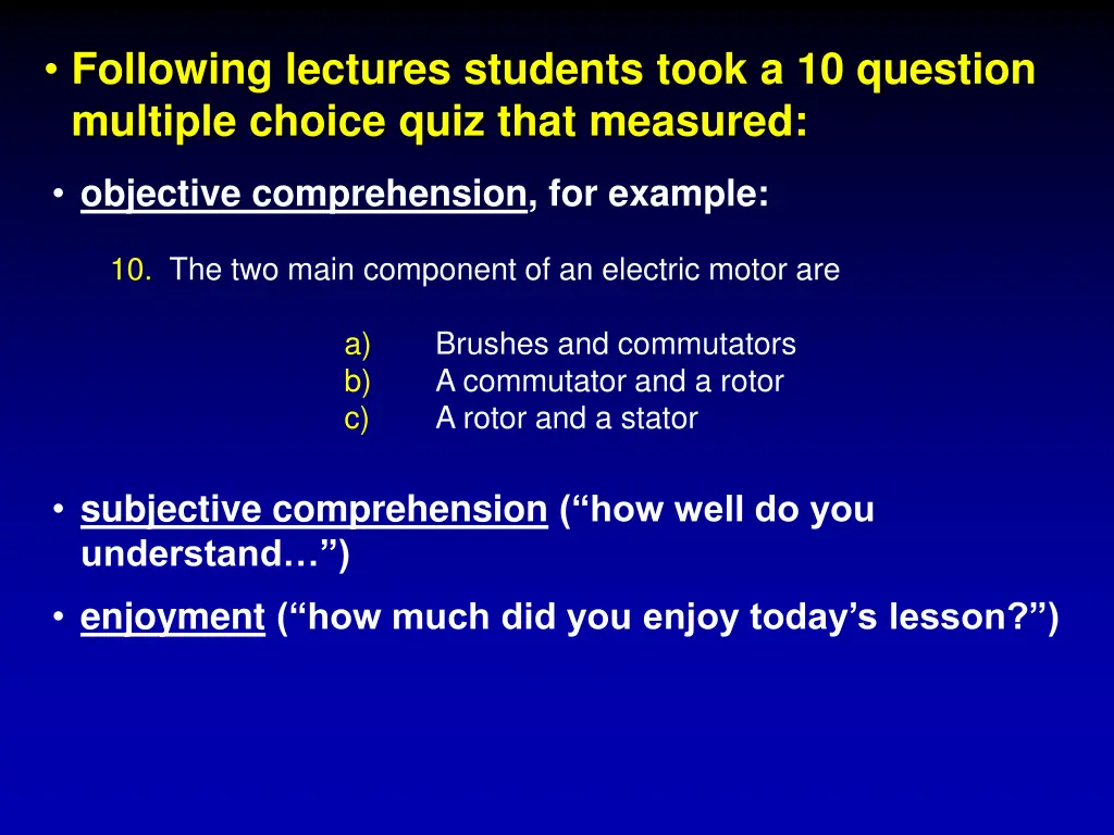 following lectures students took a 10 question