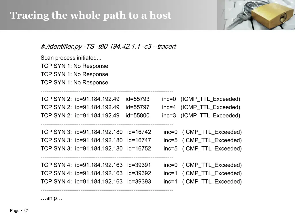 tracing the whole path to a host