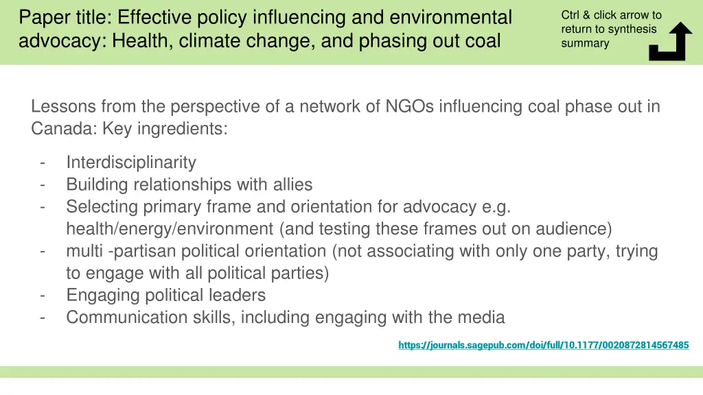 paper title effective policy influencing