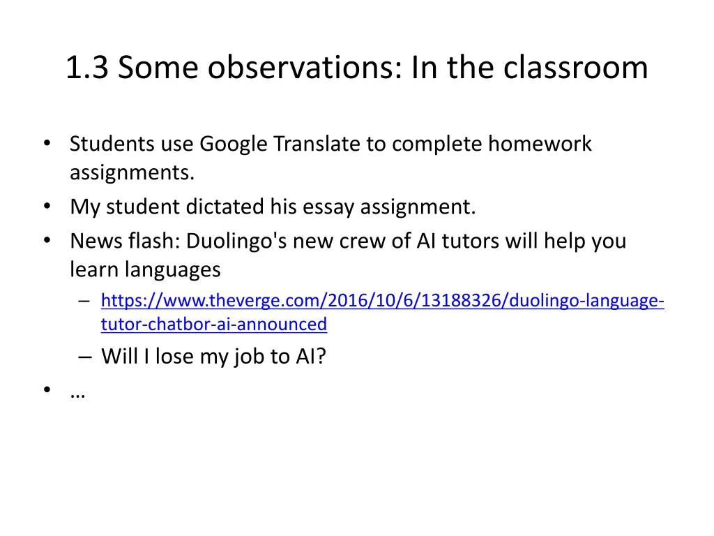 1 3 some observations in the classroom