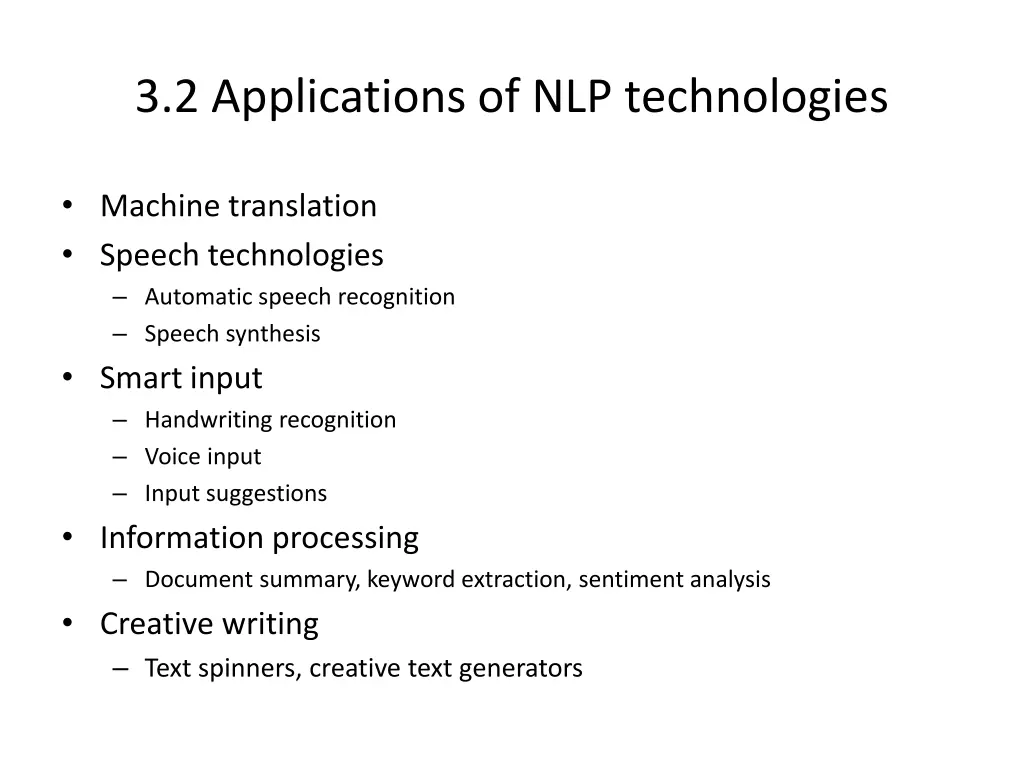 3 2 applications of nlp technologies