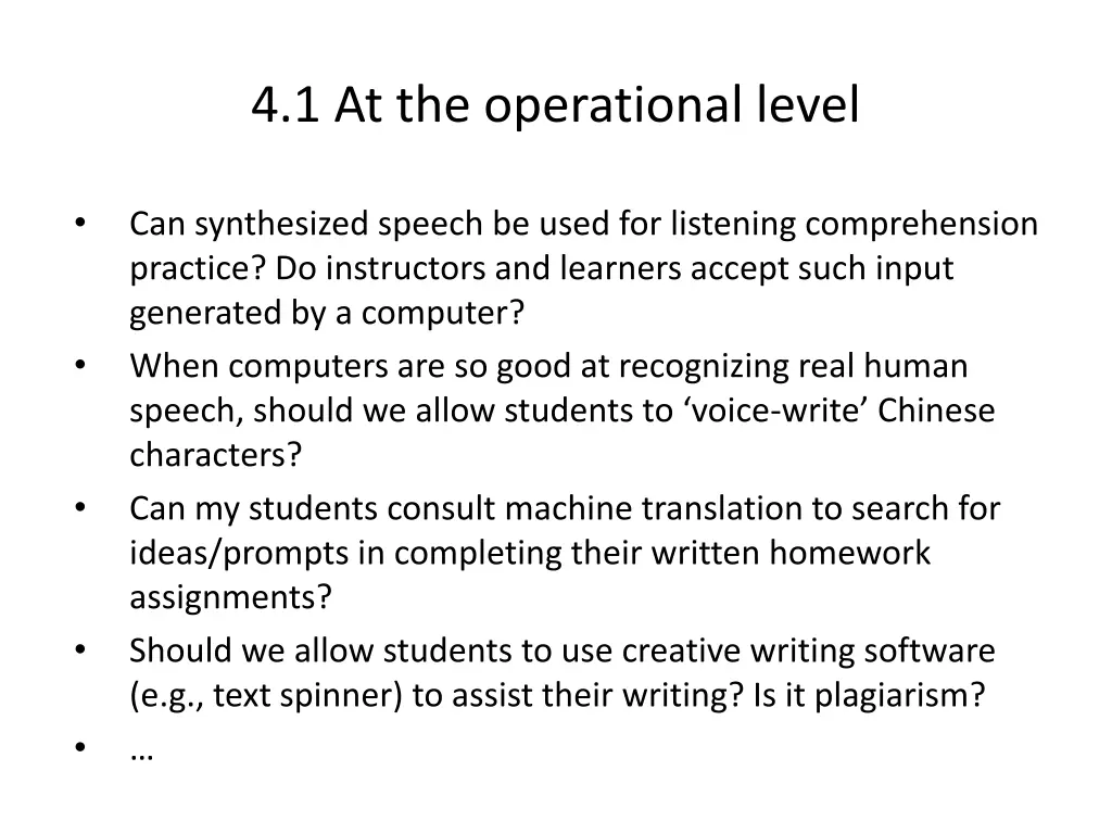 4 1 at the operational level