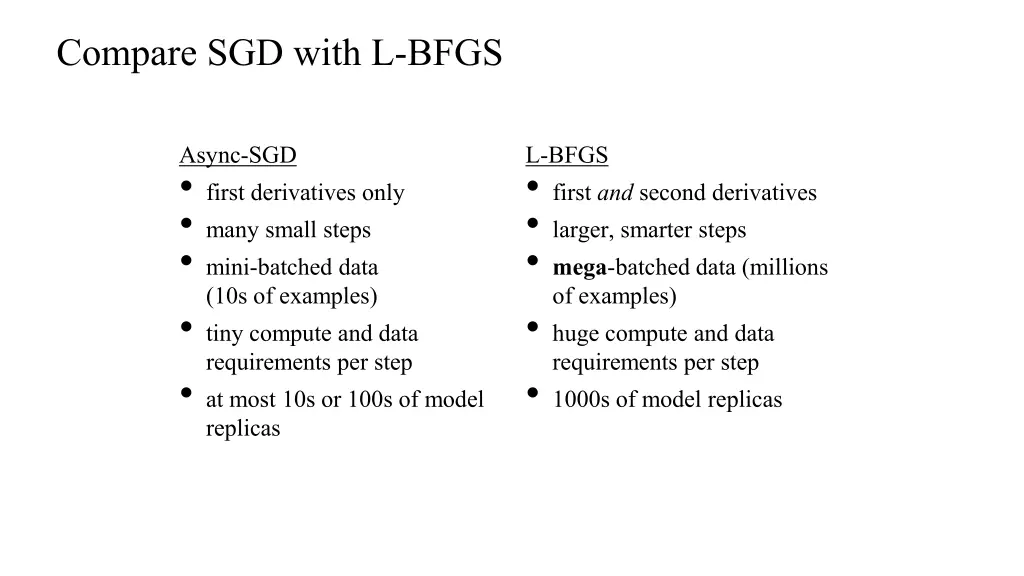 compare sgd with l bfgs