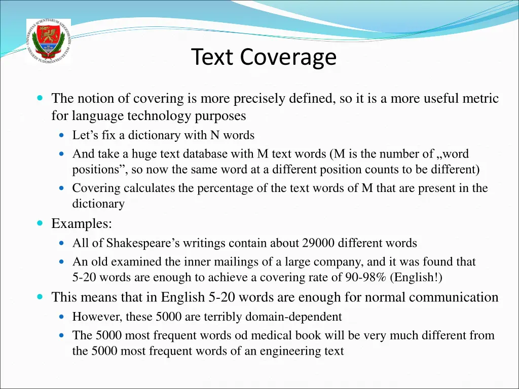 text coverage
