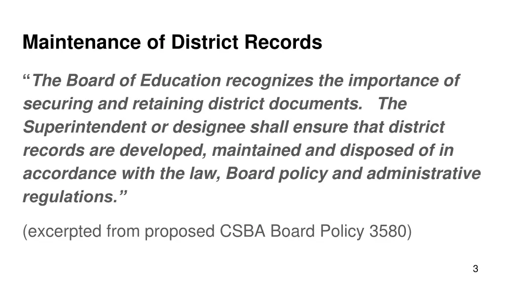 maintenance of district records