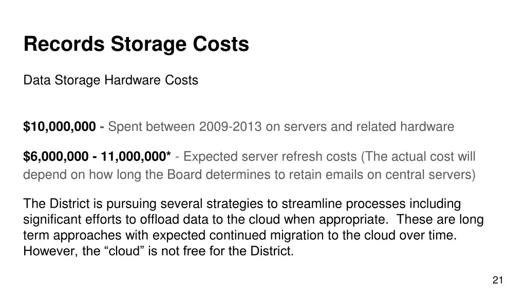records storage costs