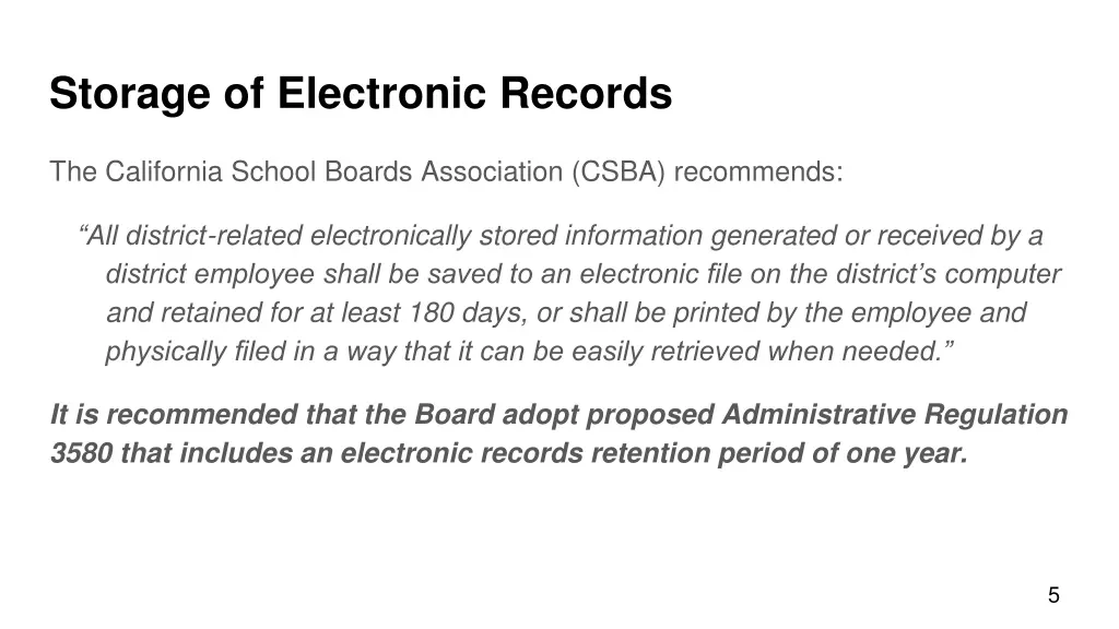 storage of electronic records