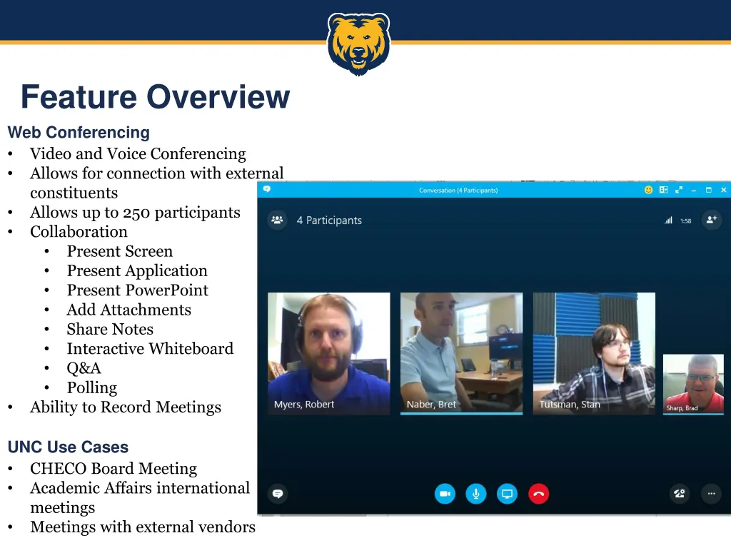 feature overview web conferencing video and voice