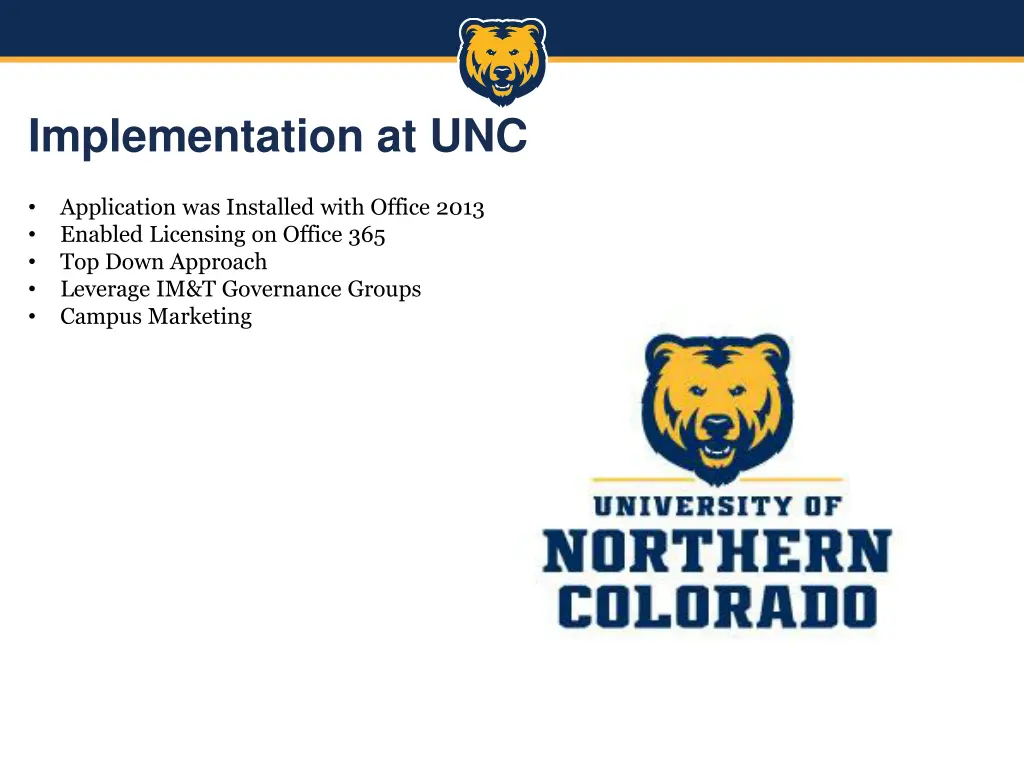 implementation at unc