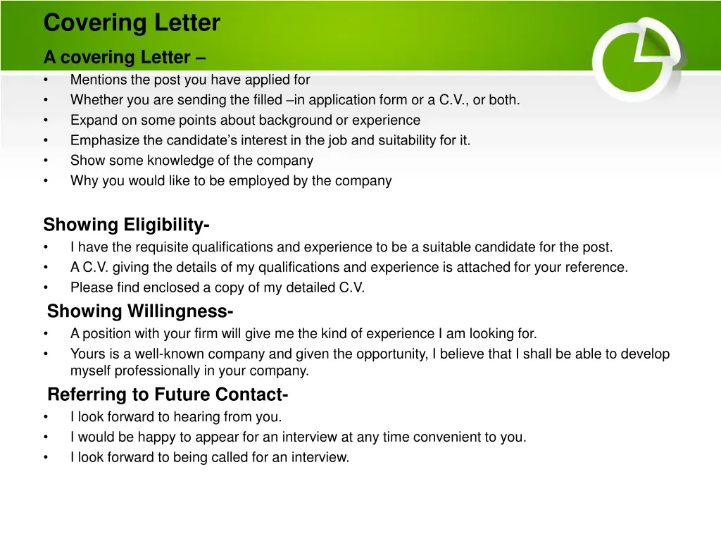 covering letter
