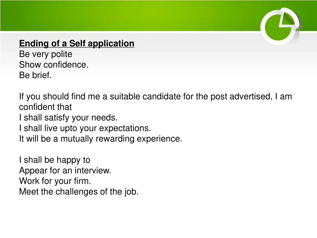 ending of a self application be very polite show