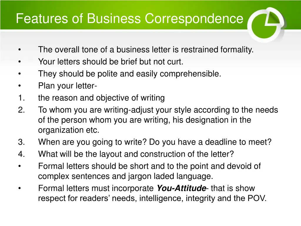 features of business correspondence