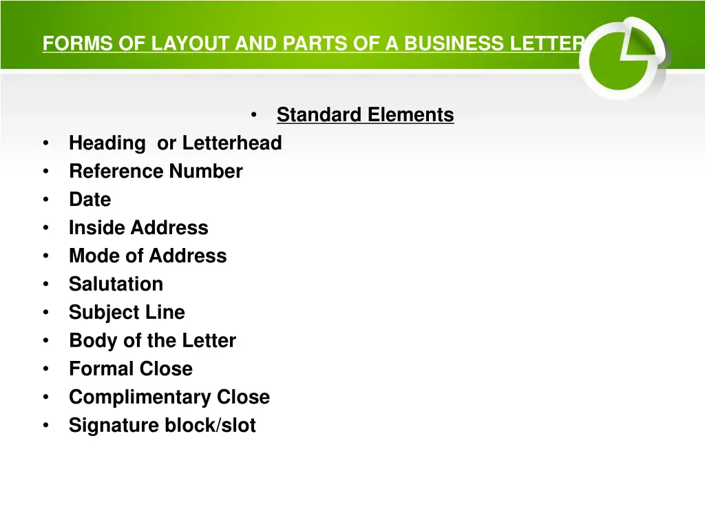 forms of layout and parts of a business letter