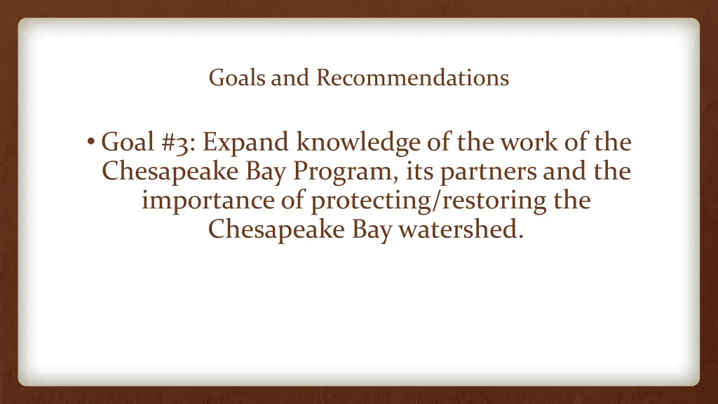 goals and recommendations 2