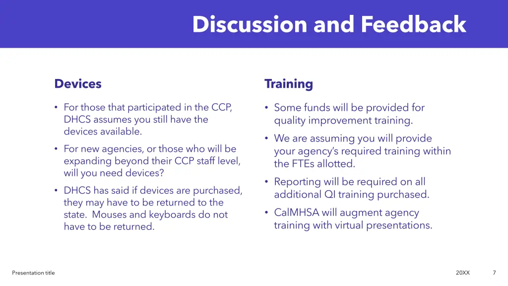 discussion and feedback