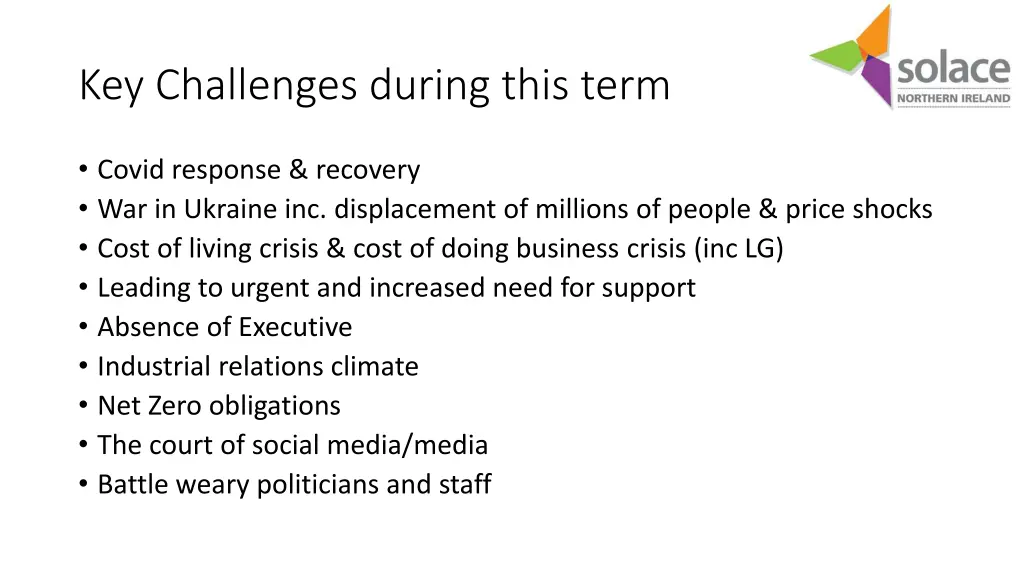key challenges during this term