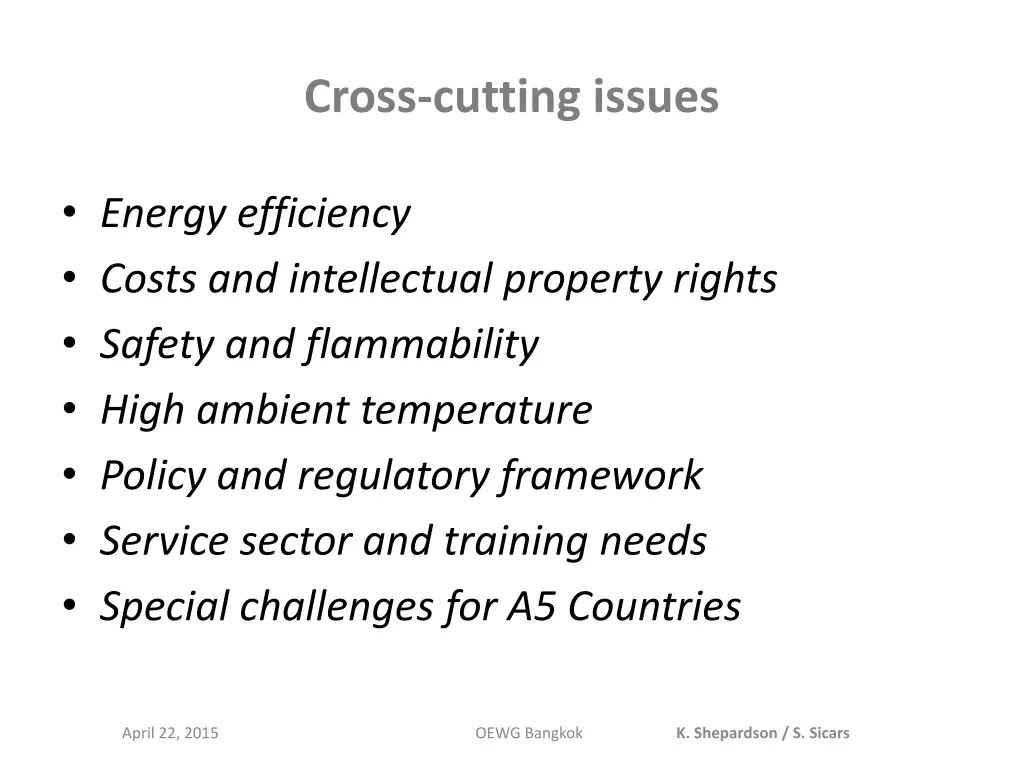 cross cutting issues