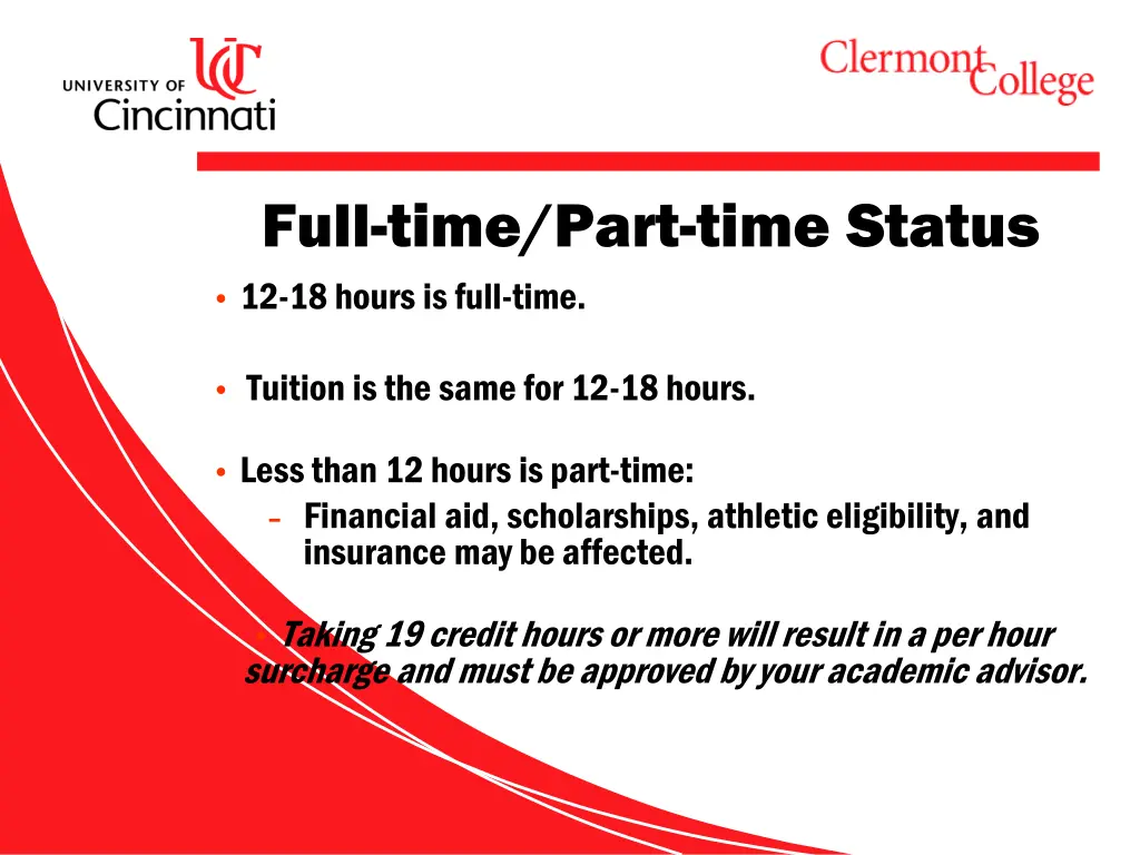 full time part time status 12 18 hours is full